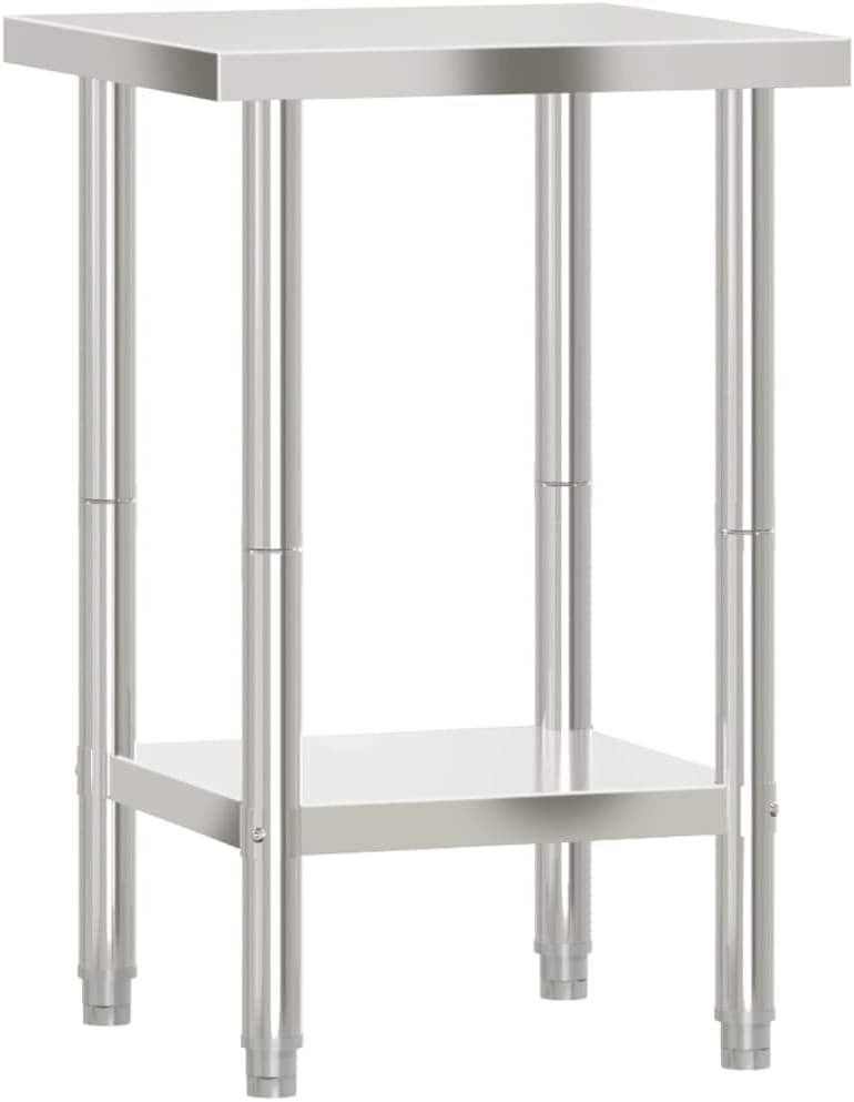 vidaXL Keukenwerktafel 55x55x85 cm roestvrij staal, werktafel keuken, keuken werktafel, keuken werk tafel, werkbank keuken, keuken werkbank - QUORE