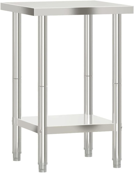vidaXL Keukenwerktafel 55x55x85 cm roestvrij staal, werktafel keuken, keuken werktafel, keuken werk tafel, werkbank keuken, keuken werkbank - QUORE