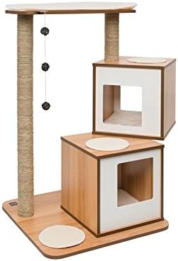 Kattenmeubel – Kattenhuis – Krabpaal – Kattenkubus – Krabmeubel – Dubbele Cubes Met Platform – Natuurlijke Zeegras Krabpalen – Verwijderbare Kussens Met Geheugenfoam