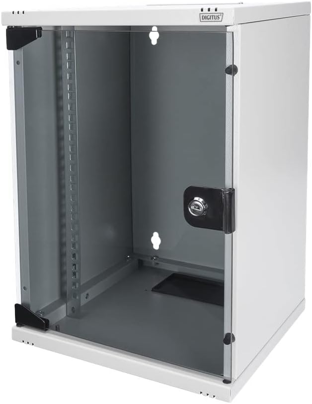 DIGITUS 10-inch set - netwerkkast 9 U SOHO serie grijs - plank - contactdoosstrip - 8-poorts patchpaneel - 8-poorts gigabit switch