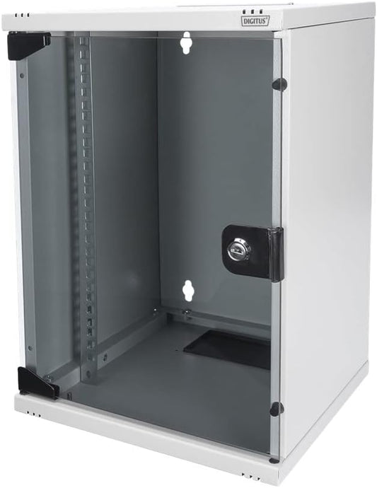 DIGITUS 10-inch set - netwerkkast 9 U SOHO serie grijs - plank - contactdoosstrip - 8-poorts patchpaneel - 8-poorts gigabit switch