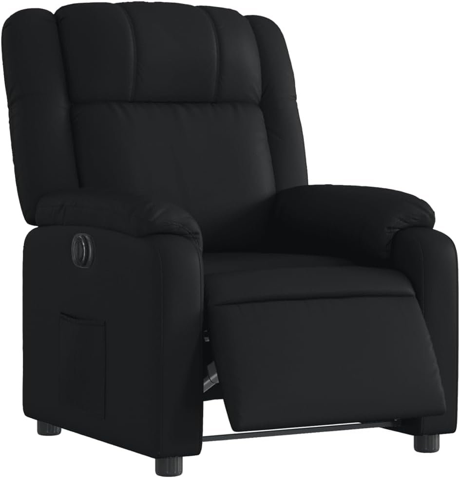 Elektrische Relaxstoel – Relaxfauteuil – Tv-stoel – Ligstoel – Kantelstoel – Zwart Kunstleer – Automatische Ligfunctie Tot 135 Graden – Stevig Hout-Metaal Frame