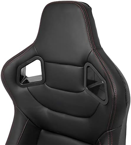 AutoStyle Sportstoel 'RK' - Zwart Kunstleder + Rode stiksels - Dubbelzijdig verstelbare rugleuning - incl. sledes