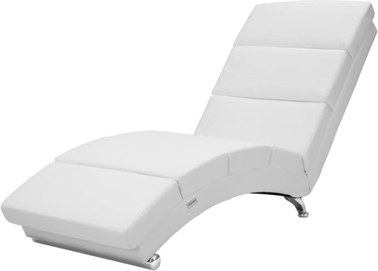 Casaria Relax Chair XXL London 186 x 89 x 55 cm Ergonomic Faux Leather Padded 180 kg Load Capacity Living Room Office Indoor Chaise Lounge Relax Chair White - QUORE