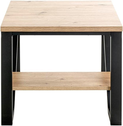 HAKU Bijzettafel eiken, zwart, MDF, metaal - Maat: B 55 cm x H 48 cm x D 55 cm, Stijl: Modern