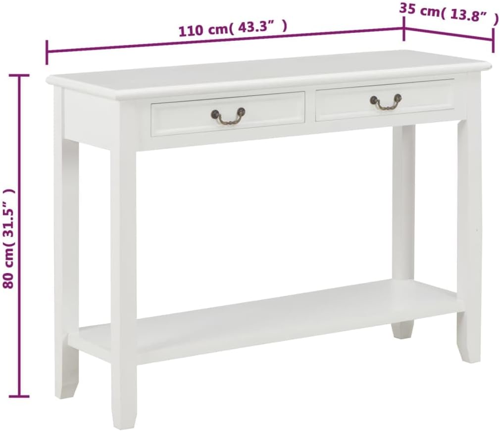 vidaXL Wall table 110x35x80 cm wood white