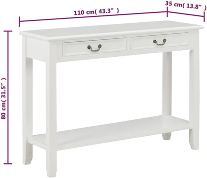 vidaXL Wall table 110x35x80 cm wood white