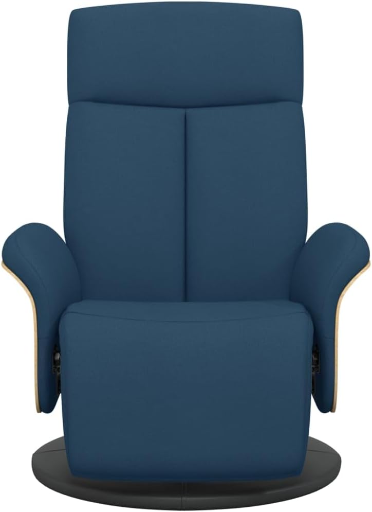 Relaxstoel met voeteneinde, blauwe stof, tv-stoel met ligfunctie, enkele ligstoel, relaxstoel voor woonkamer, slaapkamer, A1 - QUORE