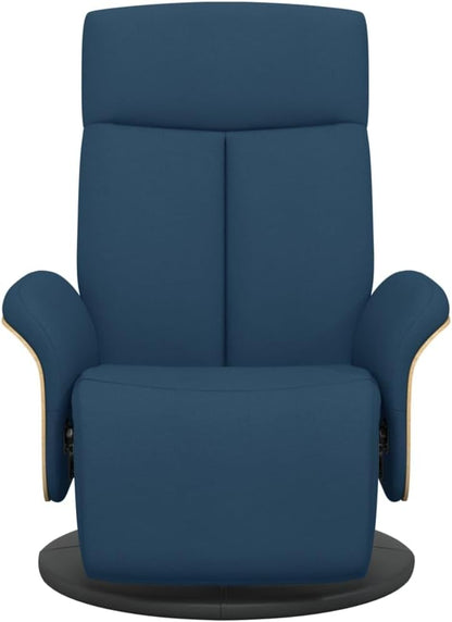 Relaxstoel met voeteneinde, blauwe stof, tv-stoel met ligfunctie, enkele ligstoel, relaxstoel voor woonkamer, slaapkamer, A1 - QUORE