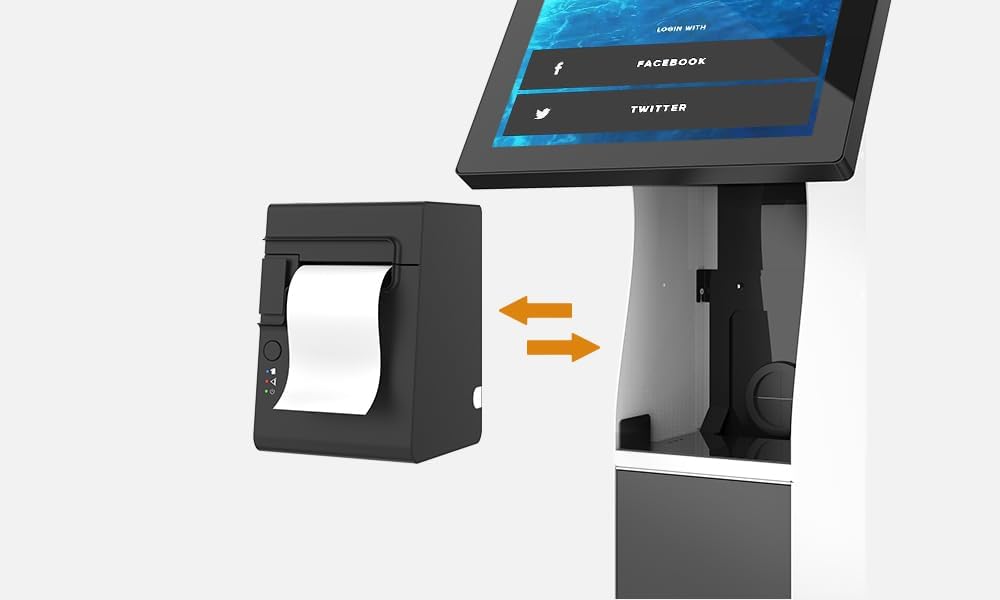 Kiosk VESA Vloerstandaard – Monitorstandaard – Displaystandaard – POS Standaard – Zelfbedieningszuil – Voor 21,5–27 Inch – Volledig Metaal – Printerruimte En Kaartlezerbeugel