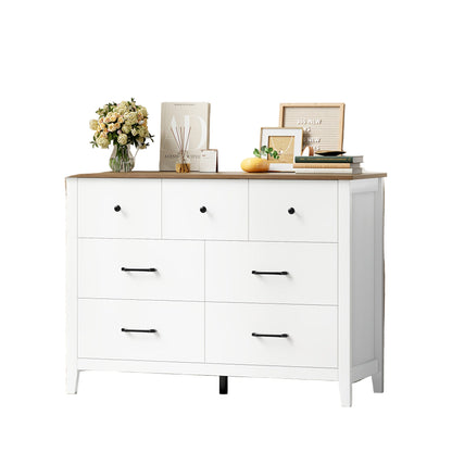 Ladekast – Ladekastje – Ladenkast – Commode – Dressoir – 7 Lades – Wit Met Houtlook – Compact 40x106x81 cm