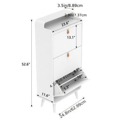 Schoenenkast – Schoenenrek – Schoenenopberger – Halmeubel – Schoenenbank – Wit – 3 Klepdeuren – Verstelbare Verwijderbare Planken