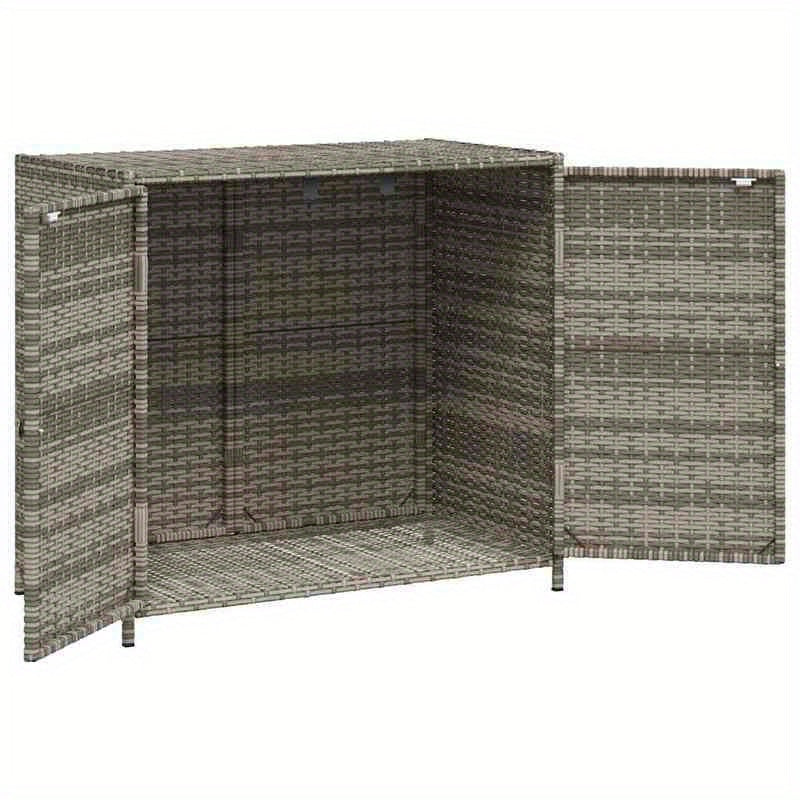 Opbergkast Buiten – Tuinkast – Tuinbox – Tuinkastje – Buitenberging – Grote Ruimte 83x45x76 cm – Duurzaam PE-Rattan Met Stalen Frame