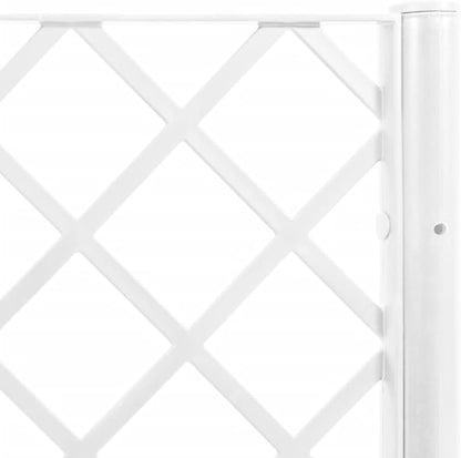 Flower Box for the Garden with Integrated Polypropylene Trellis Raised Design and Rattan Look, White, 160 x 120 x 142 cm, Ideal for Climbing Plants, Vegetables and Flowers - QUORE