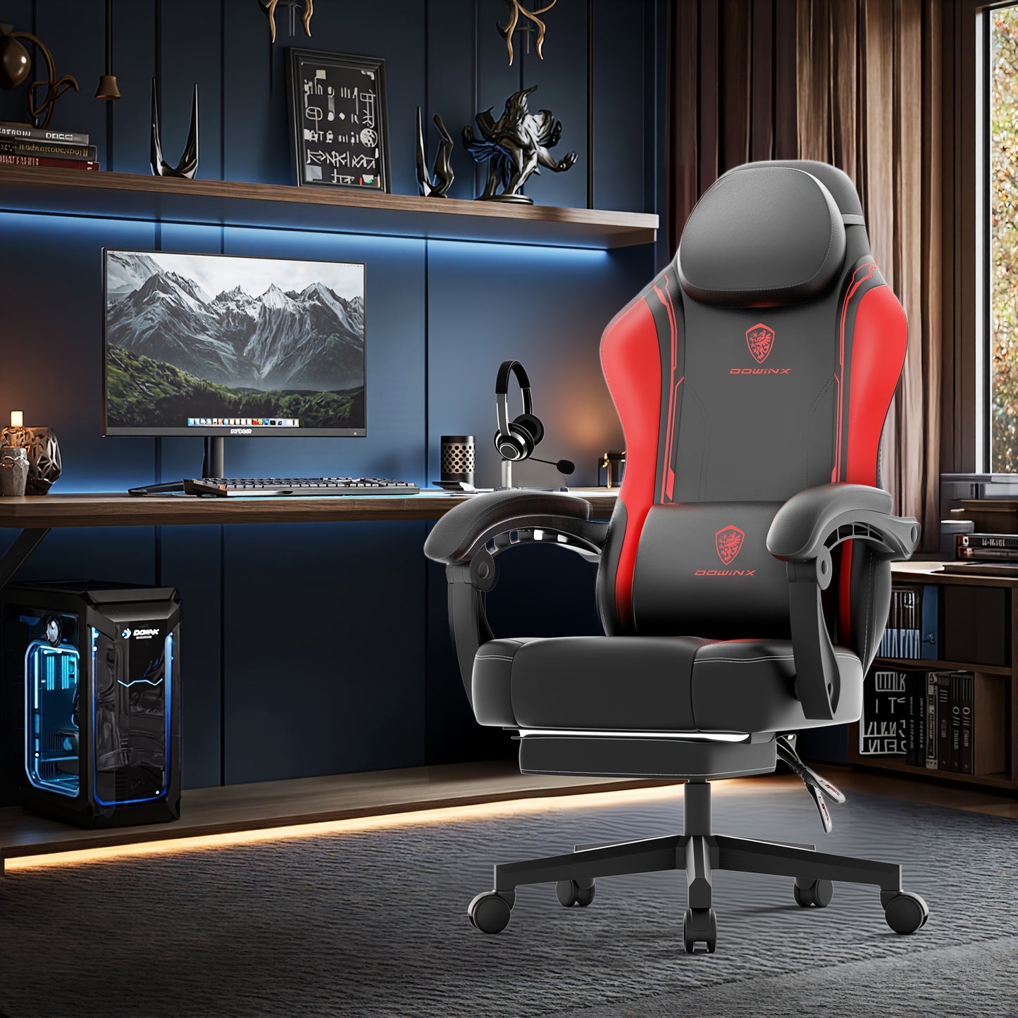 Ergonomische Gamingstoel – Zwarte Gamingstoel – Bureaustoel – Recliner Stoel – Gaming Chair Met Voetensteun – 136 kg Draagvermogen – Verstelbare Rugleuning & Hoogte