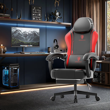 Ergonomische Gamingstoel – Zwarte Gamingstoel – Bureaustoel – Recliner Stoel – Gaming Chair Met Voetensteun – 136 kg Draagvermogen – Verstelbare Rugleuning & Hoogte