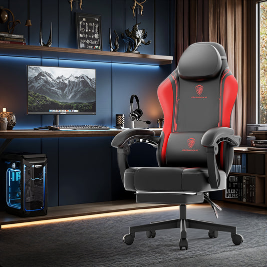Ergonomische Gamingstoel – Zwarte Gamingstoel – Bureaustoel – Recliner Stoel – Gaming Chair Met Voetensteun – 136 kg Draagvermogen – Verstelbare Rugleuning & Hoogte