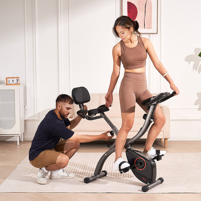 3-in-1 Hometrainer – Opvouwbare Fiets – Fitnessfiets – Binnenfiets – Spinningfiets – Oranje Zwart – Instelbare Magnetische Weerstand – Stabiel Stalen Frame