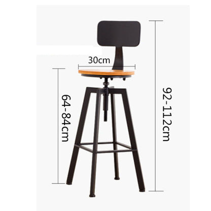 Barkrukken – Barstoelen – Keukenkrukken – Stoel Voor Keukeneiland – Industriële Barkrukken Zwart – Verstelbare Zithoogte 64-84 cm – Draaibaar Met Voetensteun – Set Van 2