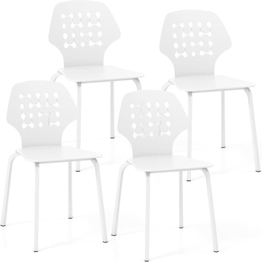 Eetkamerstoelen – Keukenstoelen – Stoelen Set – Design Stoelen – Witte Stoelen – Ergonomisch Comfort – Stevig Metalen Frame
