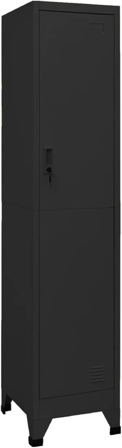 Safe Box Black 38x45x180cm Steel,Worker Lockers,Metal Locker,Thin Storage Cabinet - QUORE