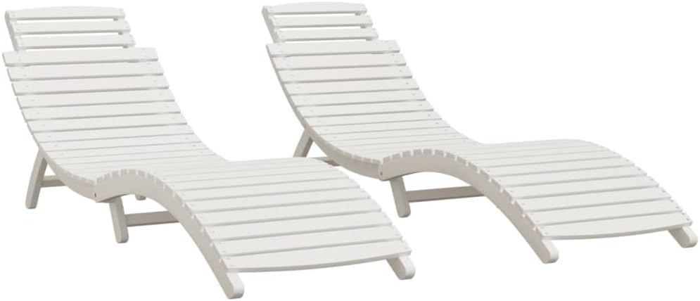 vidaXL Sunbeds 2 pcs 184x55x64 cm solid acacia wood white - QUORE