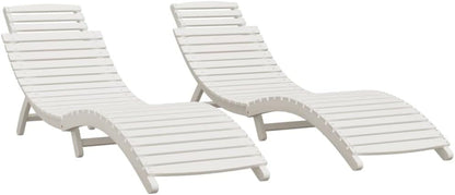 vidaXL Sunbeds 2 pcs 184x55x64 cm solid acacia wood white - QUORE