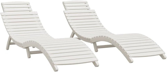 vidaXL Sunbeds 2 pcs 184x55x64 cm solid acacia wood white - QUORE
