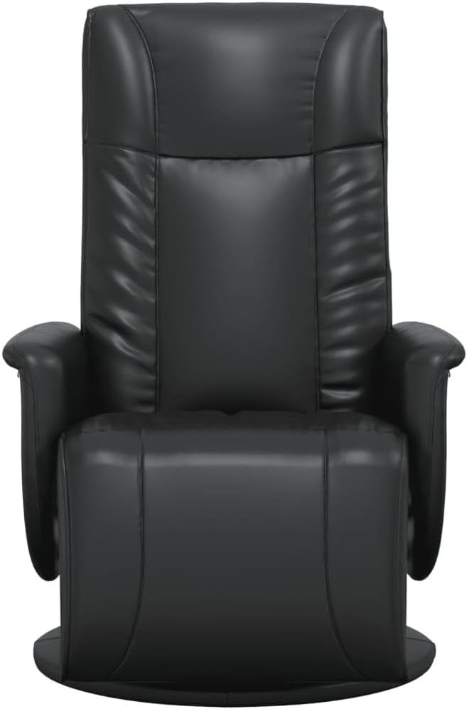 Fauteuil Verstelbaar Met Voetensteun – Relaxfauteuil – Leunstoel – Draaifauteuil – Tv Stoel – Zwart Kunstleer – 360 Graden Draaibaar – Stevig Multiplex Frame