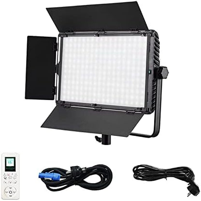 A-2200IIQ Dimmen 3200k-5500k LED 100w Bi-color Studio Video Panel Licht met Barndoor, Afstandsbediening & DMX voor conferentiefotografie Youtube Verlichting