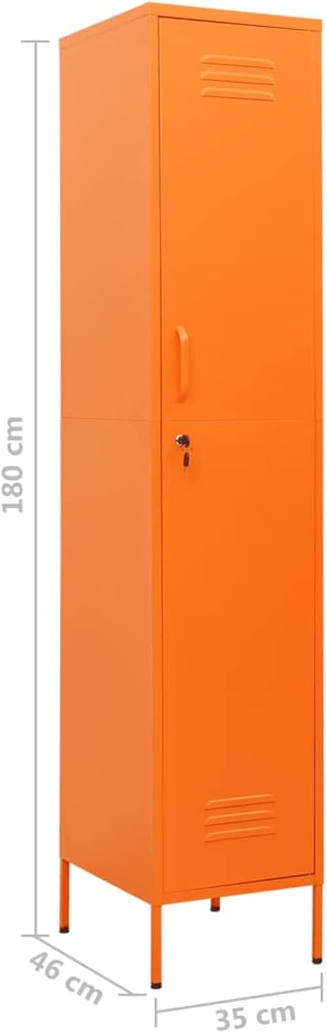 Gecheer Closet, Changing Cabinet, Metal Cabinet, Metal Cabinet, File Cabinet, Storage Cabinet, Cabinet with 4 Shelves, Steel, Orange, 35 x 46 x 180 cm - QUORE