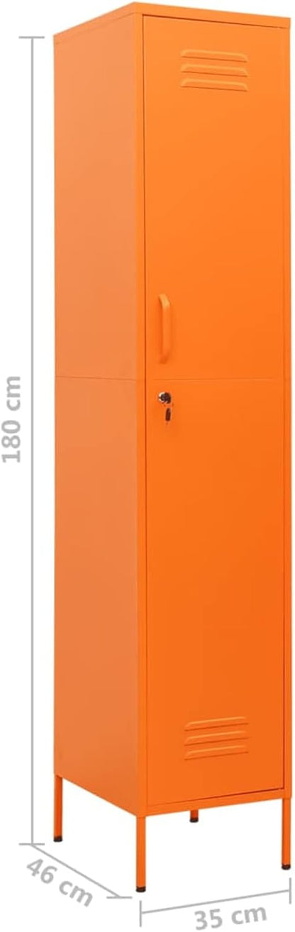 Gecheer Closet, Changing Cabinet, Metal Cabinet, Metal Cabinet, File Cabinet, Storage Cabinet, Cabinet with 4 Shelves, Steel, Orange, 35 x 46 x 180 cm - QUORE