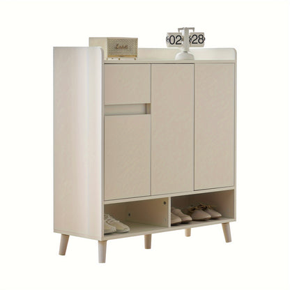 Dressoir – Ladekast – Opbergkast – Schoenenkast – Kast – Wit – Verstelbare Planken – Houten Poten – 90x99x35 cm