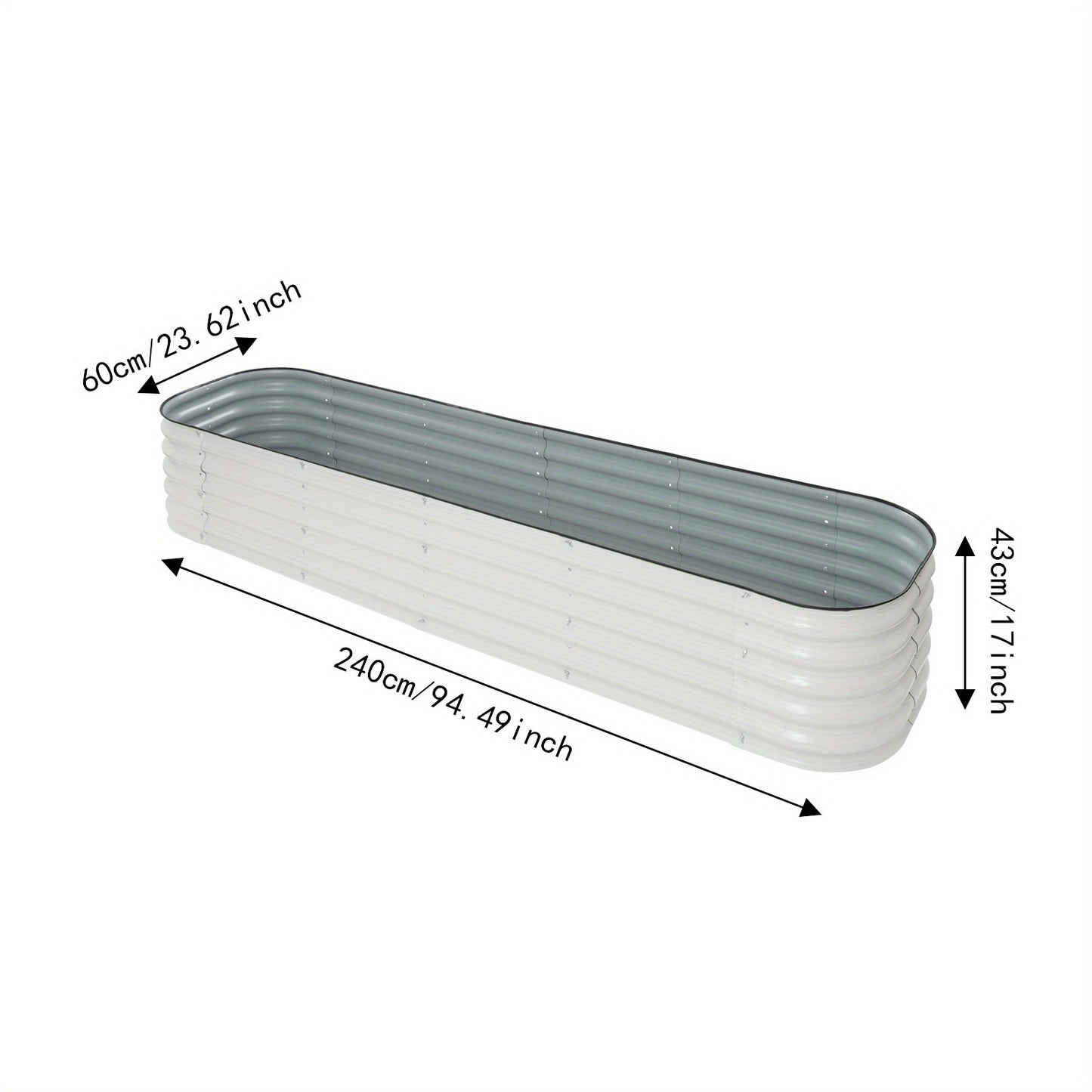 Hoogtebak – Verhoogd Plantenbed – Moestuinbak – Kruidenbak – Bloembak – Wit Metaal – 240x60x43 cm – Duurzaam & Veilig Met Beschermstrips