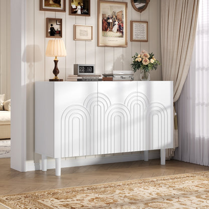 Dressoir – Sideboard – Opbergkast – Kast – Wandmeubel – Wit – 120x38,5x79 cm – Verstelbare Plank – 16 cm Poten