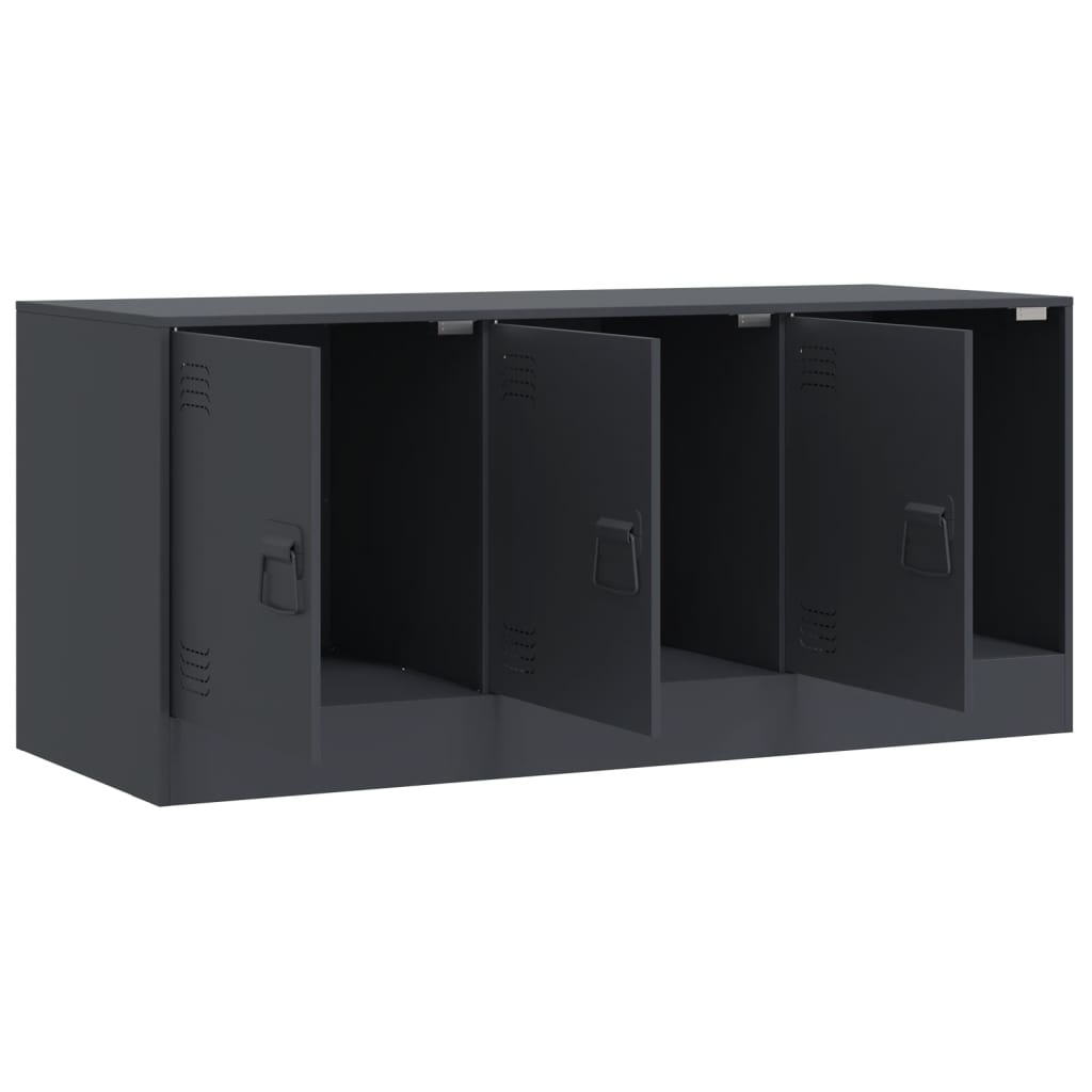 TV Cabinet Anthracite 99x39x44 cm Steel TV Stand Entertainment Center with Storage, Media Television Table for Living Room Bedroom