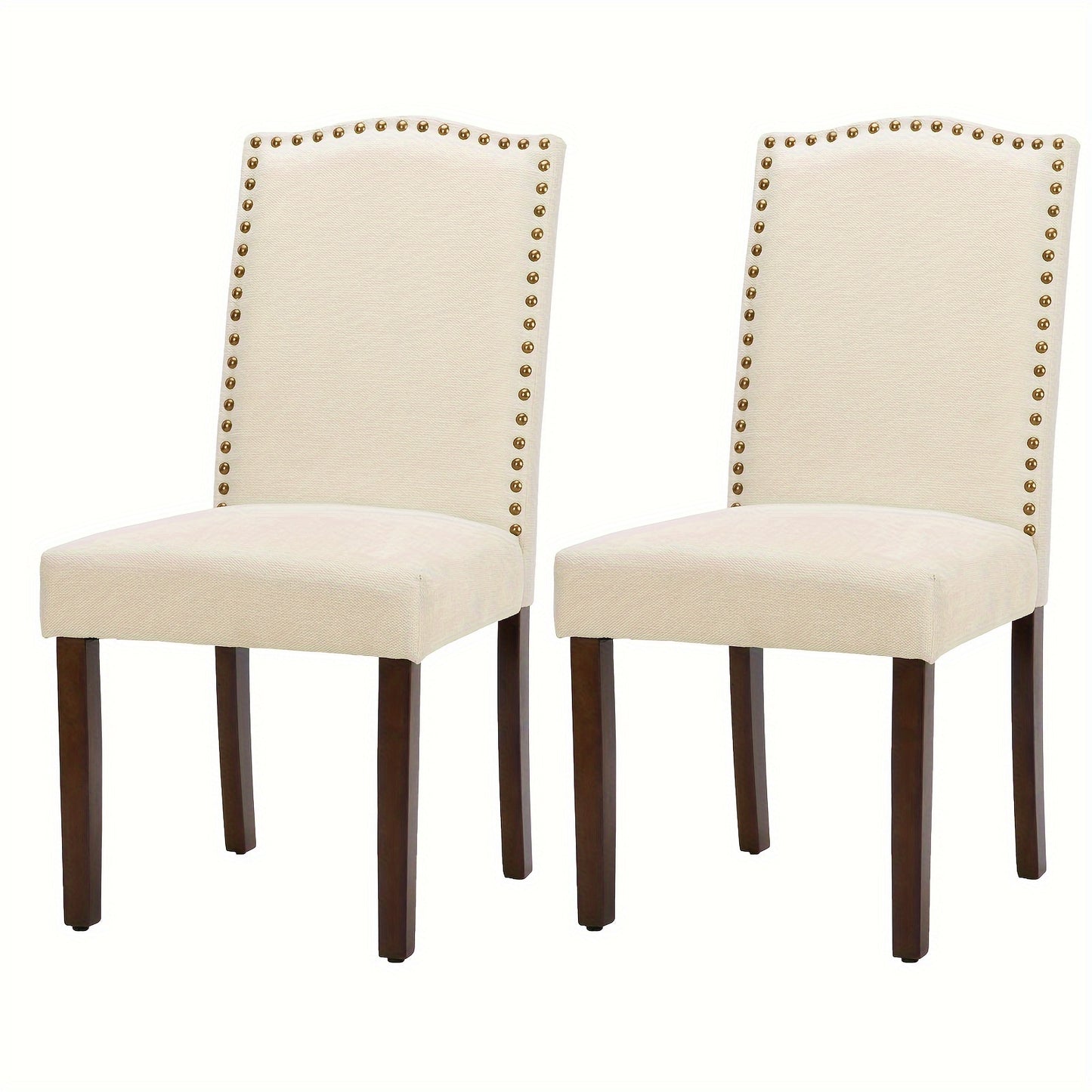 Eetkamerstoel – Stoel – Dining Chair – Zitstoel – Terrasstoel – Set Van 2 – Beige – Krasbestendig – Comfortabel Katoenen Zitvlak