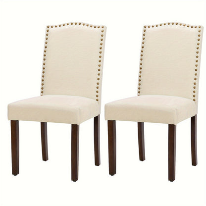 Eetkamerstoel – Stoel – Dining Chair – Zitstoel – Terrasstoel – Set Van 2 – Beige – Krasbestendig – Comfortabel Katoenen Zitvlak