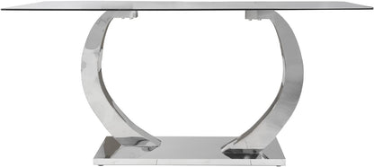 DRW Rechthoekige eettafel van metaal en glas in transparant en chroom 160 x 90 x 75 cm