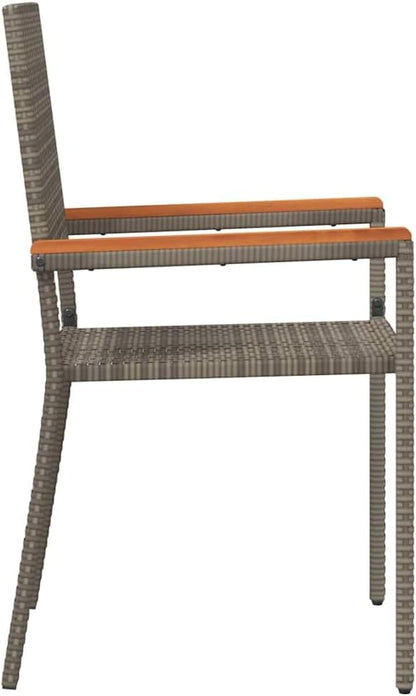 vidaXL Garden chairs 4 pcs Grey, Brown PE reed, Solid acacia wood - QUORE