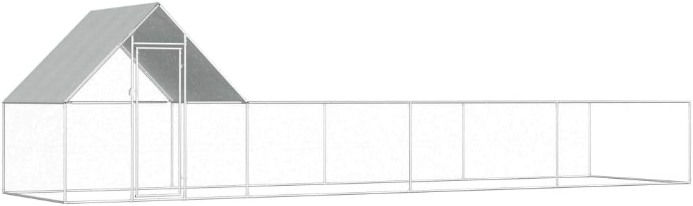 Tidyard Large chicken coop made of galvanised steel, 8 x 2 x 2 m with waterproof roof, suitable for chickens, goose duck - QUORE