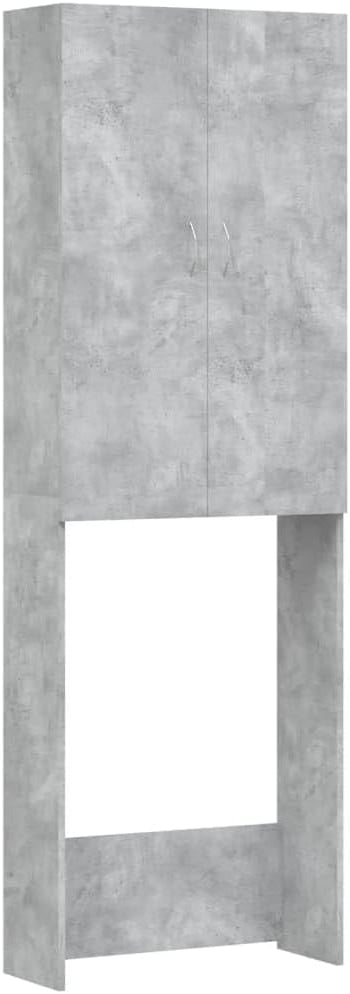 Wasmachinekast – Opbergkast – Badkamerkast – Wasruimte Meubel – Betongrijs – 64x25,5x190 cm – Stevig Spaanplaat – Strak Industrieel Design