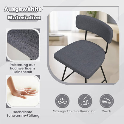 Barstoel – Barkruk – Barstoel Kruk – Barkrukken Set – Keukenstoel – Draaibaar – Zithoogte 63,5 cm – Gestoffeerd Met Rugleuning