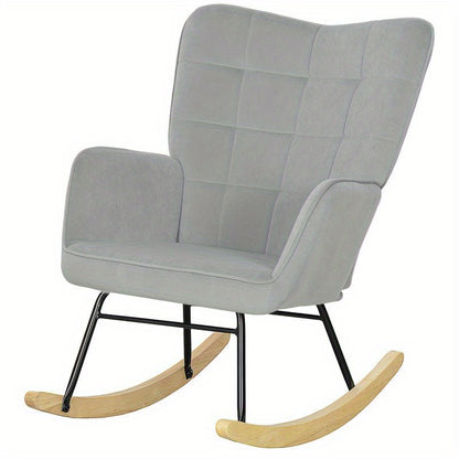 Ergonomische Schommelstoel – Loungestoel – Schommelzetel – Relaxstoel – Schommelstoel Beukenhout – Breed Rugpaneel – Dikke Bekleding – Max. Draagvermogen 120 kg