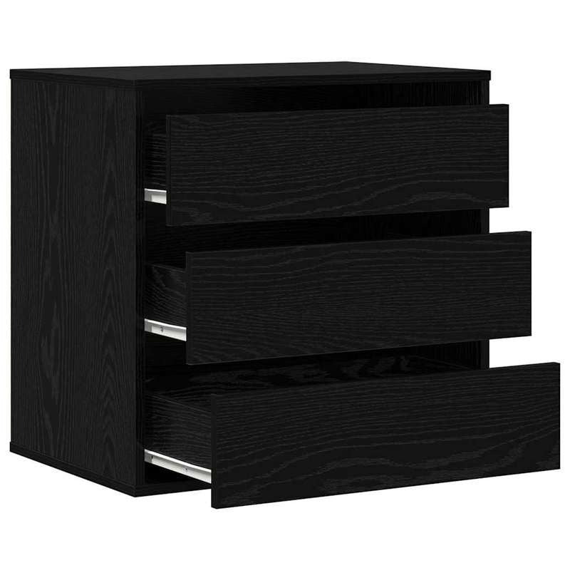 Modern Black Oak Chest of Drawers - 60x41x58cm 3-Drawer Heavy-Duty Wood Storage Cabinet with Lockable Shelves/Lockable Cabinet (Assembly Required), Minimalist Dresser for Bedroom, Living Room, Office Organizer, Black & Oak, S
