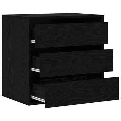 Modern Black Oak Chest of Drawers - 60x41x58cm 3-Drawer Heavy-Duty Wood Storage Cabinet with Lockable Shelves/Lockable Cabinet (Assembly Required), Minimalist Dresser for Bedroom, Living Room, Office Organizer, Black & Oak, S