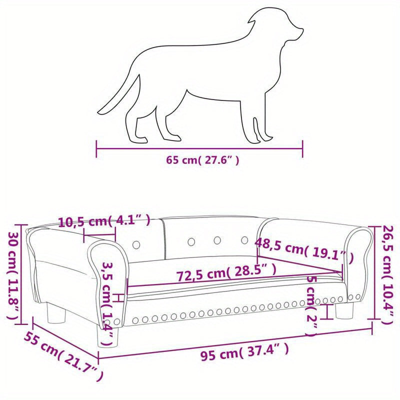 Hondenmand – Huisdierbed – Doggy Bed – Kattenmand – Huisdierenkussen – Lichtgrijs Fluweel – Stevige Anti-Slip Bodem – Comfortabele Hoofdkussenrand 95x55x30 cm