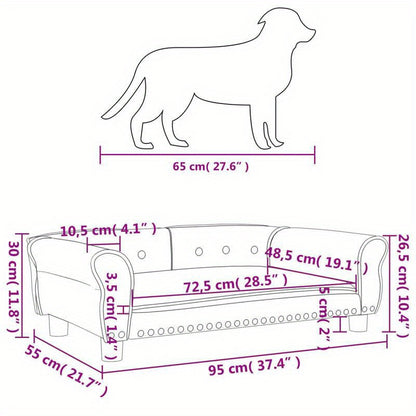 Hondenmand – Huisdierbed – Doggy Bed – Kattenmand – Huisdierenkussen – Lichtgrijs Fluweel – Stevige Anti-Slip Bodem – Comfortabele Hoofdkussenrand 95x55x30 cm