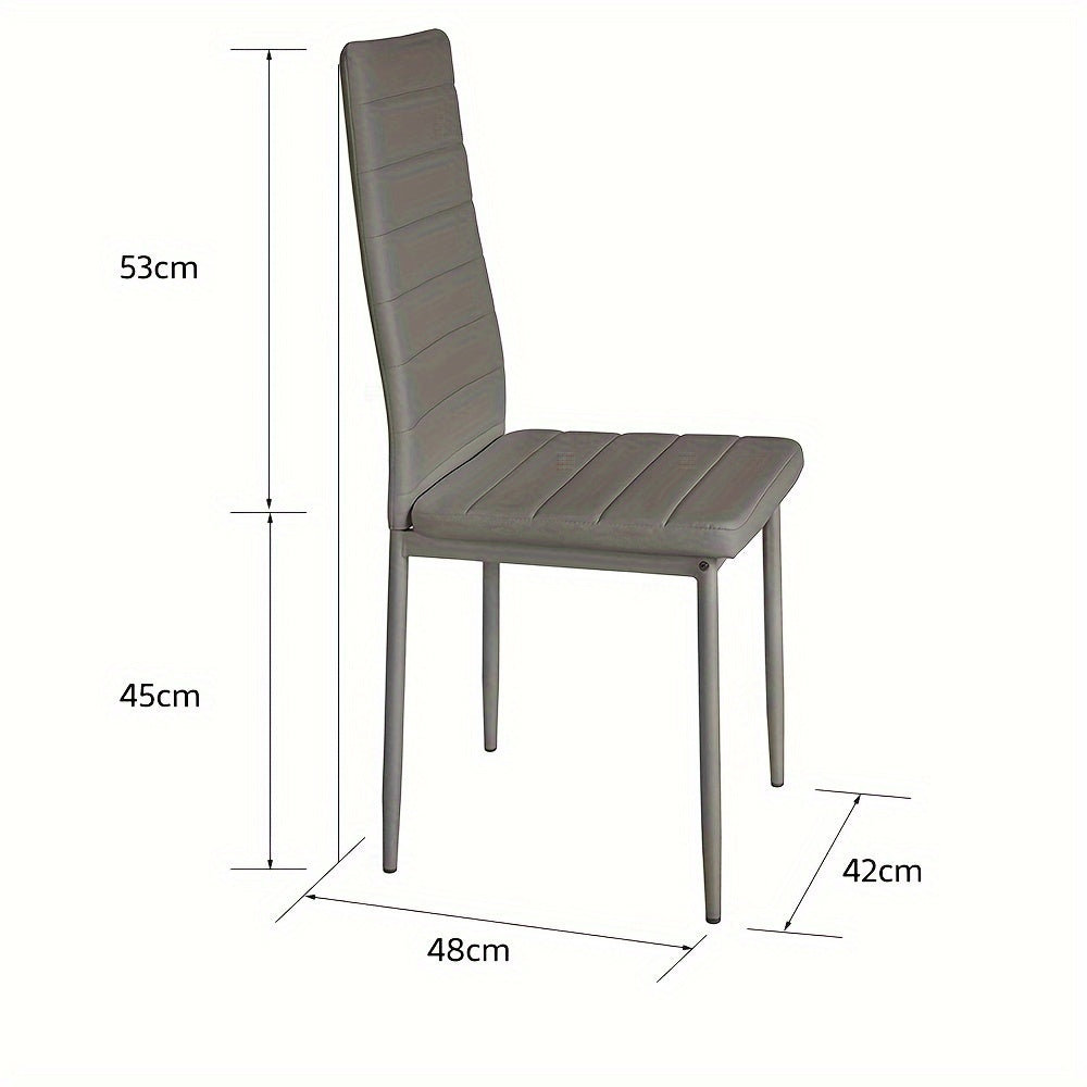 Eetkamerstoelen – Keukenstoelen – Stoelen – Dinerstoelen – Zitkamerstoelen – Kunstleren Bekleding – Ergonomische Hoge Rugleuning – Set van 6 – Armlijn Design – Grijs