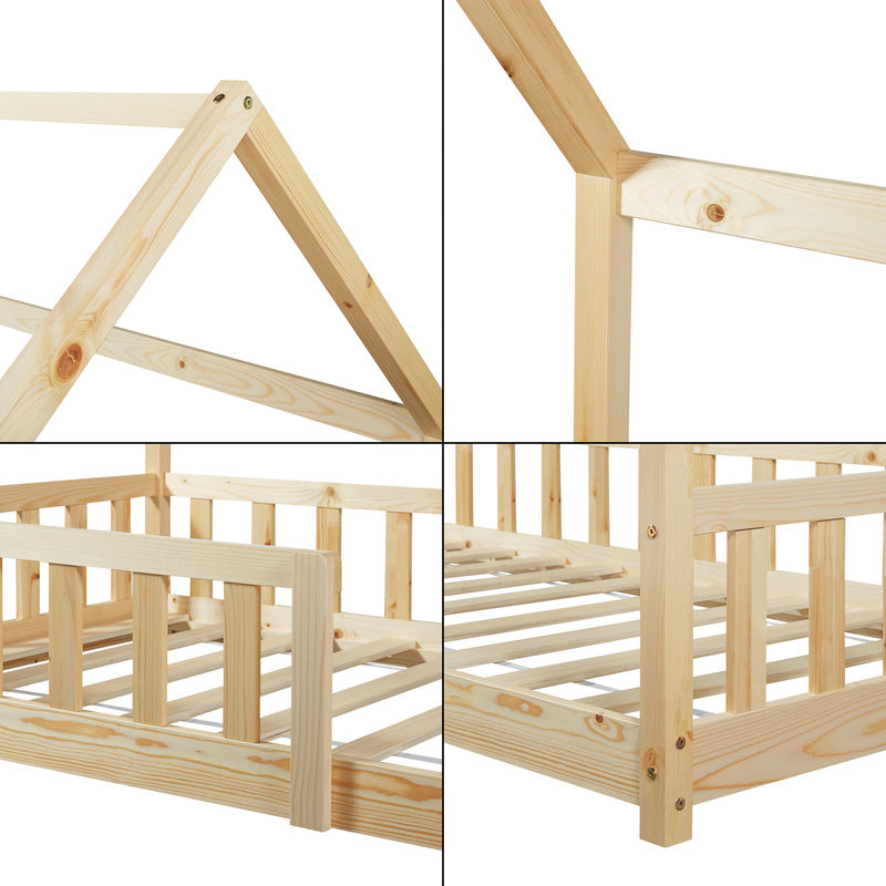 Bed Frame 'Hesel for Children with Fall Protection Slatted Frame
